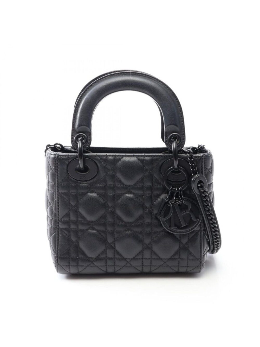 Dior Handbag Lady Dior Mini Cannage 2-Way So Black Leather Tote